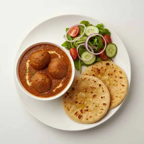Masala Paneer Kofta Curry With Butter Roti & House Salad(V)